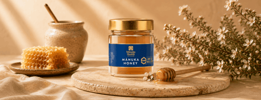 A jar of certified Manuka honey